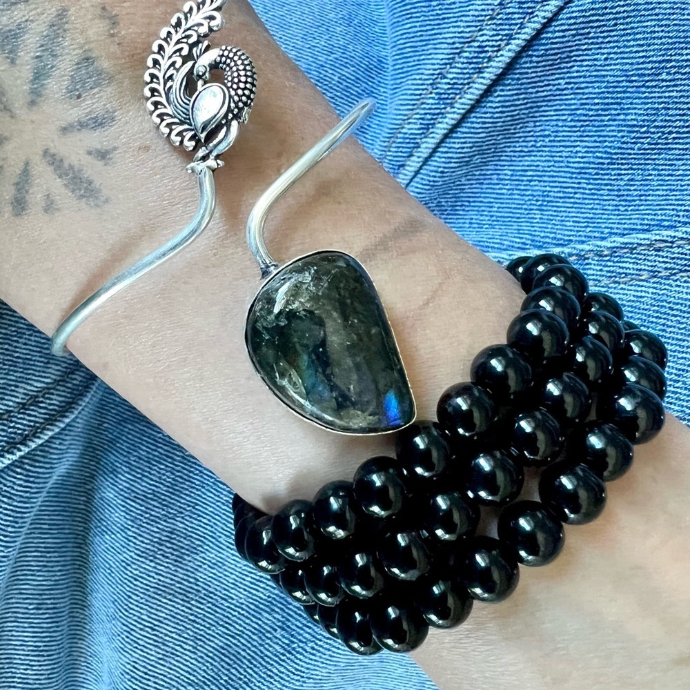 3 Protective ONYX Mala Bead Bracelets - Picture 3 of 5